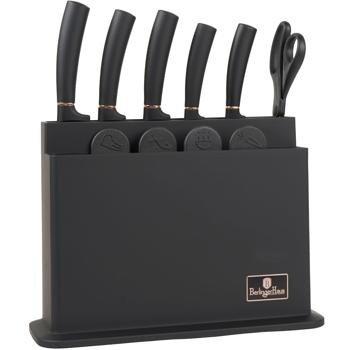 Preview: Elegantes Design Messerset 11-teilig, edles Schwarz-Roségold - inkl. Messerblock, Schneidebretter & Schere - Ein echter Hingucker in der Küche