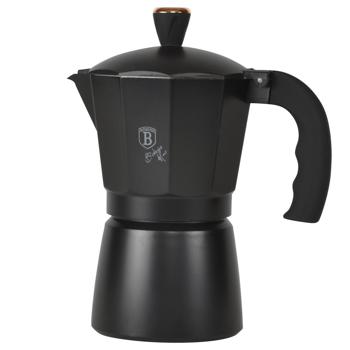 Preview: Design Espressokocher - Italienischer Kaffeebereiter für 6 Portionen / 300ml - Schwarz-Roségold - Ergonomischer Soft-Touch-Griff - Aluminium