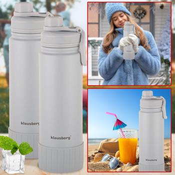 2er-Set Doppelwandiger Thermobecher 720ml beige - Auslaufsicher für Reisen & Büro - Heiss- & Kaltgetränke isoliert - 18/8 Edelstahl BPA-frei