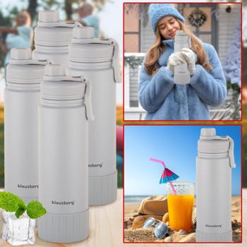 4er-Set Doppelwandiger Thermobecher - 720ml Fassungsvermögen für Heiss- & Kaltgetränke - Auslaufsicher, stossfest, BPA-frei & 18/8 Edelstahl