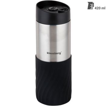 Preview: Thermos Isolierbecher 420ml schwarz - Doppelwandiger Edelstahl Trinkbecher für Heiss- & Kaltgetränke - Auslaufsicher, BPA-frei, stossfest & pflegeleicht