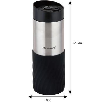 Preview: Thermos Isolierbecher 420ml schwarz - Doppelwandiger Edelstahl Trinkbecher für Heiss- & Kaltgetränke - Auslaufsicher, BPA-frei, stossfest & pflegeleicht