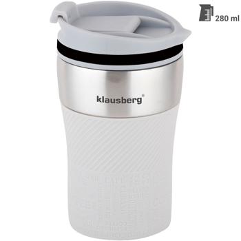 Preview: Doppelwandiger Thermobecher 280ml, beige - Hält Getränke heiss/kalt - BPA-freier 18/8 Edelstahl, auslaufsicher, stossfest - für Uni, Büro, Picknick
