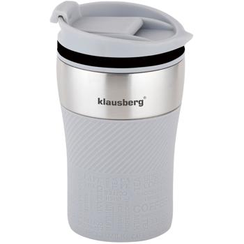 Preview: Doppelwandiger Thermobecher, 280ml, grau, perfekt für Kaffee, Tee & mehr, hält Getränke stundenlang heiss oder kalt