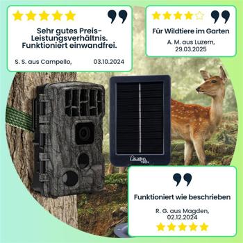 Preview: Solarpanel mit Akku (3000mAh) für Wildkameras - mobil, IP65 wetterfest - 3,5mm Stecker - Für lange Laufzeit & zuverlässige Aufnahmen