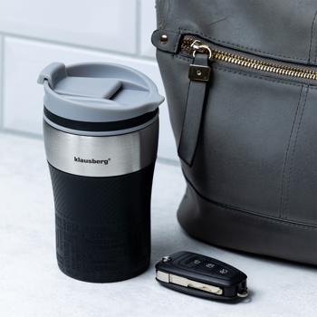 Preview: 4er-Set Doppelwandiger Thermobecher 280ml, schwarz - Hält Heiss/Kühl - Auslaufsicher, robust, einhändig bedienbar - Edelstahl, lebensmittelecht