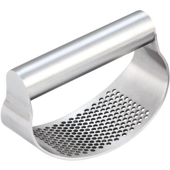 Preview: Manuelle Knoblauchpresse aus Edelstahl, inkl. Knoblauchschäler und Reinigungspinsel