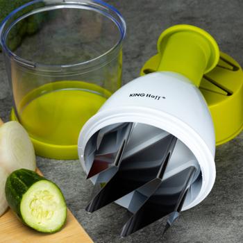 Preview: Hochwertiger, manueller Gemüsehacker mit scharfen Klingen (weiss/grün): Zerkleinerer für Zwiebeln, Gemüse, Obst, Nüsse, Kräuter & mehr