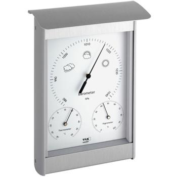 Preview: Analoge Aussenwetterstation aus Edelstahl – Präzises Barometer, Thermometer & Hygrometer, misst Luftdruck, Temperatur & Luftfeuchtigkeit