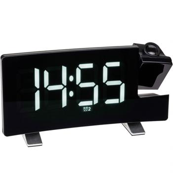 Preview: Radio-Projektionswecker mit USB-Ladeport - Uhrzeit an Decke/Wand, FM-Radio, 2 Alarmzeiten, dimmbares LED-Display - Ideal für Schlafzimmer