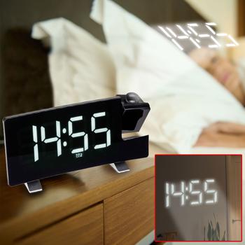 Radio-Projektionswecker mit USB-Ladeport - Uhrzeit an Decke/Wand, FM-Radio, 2 Alarmzeiten, dimmbares LED-Display - Ideal für Schlafzimmer