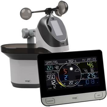 Hochpräzise Funk-Wetterstation: WLAN, XL Farbdisplay, Aussen Sensor - Komplette Wetterdaten, Wind, Regen, Temperatur, Luftfeuchte