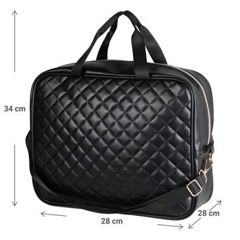 Preview: Reisetasche, Koffertasche, gesteppt, schwarz, 34 x 12 x 27 cm
