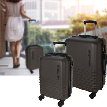 Robustes 2-tlg. Trolley-Set (Hartschalenkoffer) in Anthrazit – Mit TSA Zahlenschloss, ABS & Aluminium – Sicherer & langlebiger Reisebegleiter