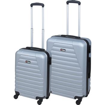 Preview: Robustes 2-tlg. Trolley-Set (Hartschalenkoffer) in hellgrau – Reisekoffer mit Zahlenschloss, stabiles ABS Material  – Sicherer & langlebiger Reisebegleiter