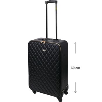 Preview: Hochwertiges 2-tlg. Trolley-Set, schwarzes Steppmuster. Koffergrössen: 34x52cm & 40x62cm. Stilvoll, geräumig, die ideale Reiselösung