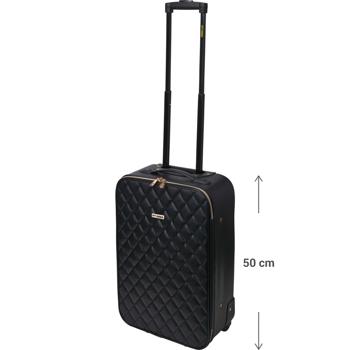 Preview: Hochwertiges 2-tlg. Trolley-Set, schwarzes Steppmuster. Koffergrössen: 34x52cm & 40x62cm. Stilvoll, geräumig, die ideale Reiselösung