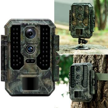 Profi 4K-Wildkamera mit IR-Nachtsicht-, Zeitraffer- & Timerfunktion, PIR Sensor, Dual Lens, Mikrofon, Multi-Shot, IP65