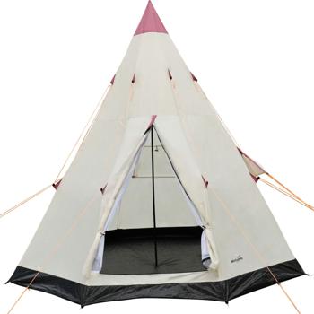 Preview: Robustes 3-Personen Tipi-Zelt, Ø 2,5m, wasserabweisend, weiss-schwarz. Leicht aufzubauen, geräumig, ideal für Camping & Outdoor-Abenteuer