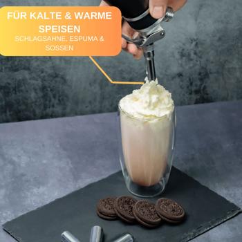 Preview: 48 Sahnekapseln für gängige Schlag-Sahnespender, 8 g Gas pro Kapsel, Druckkapseln für alle gängigen Sahnespender, Sahnebereiter, Cream Wipper