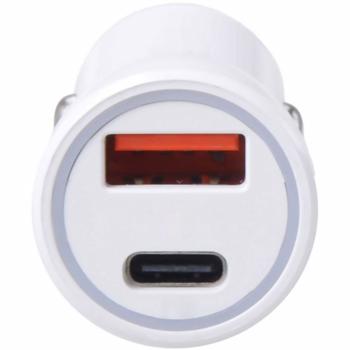 Preview: 2er-Set USB Auto-Ladegerät - Schnell & Effizient für mobile Geräte - USB-A & USB-C 36W 12/24V Weiss - Nie mehr leere Akkus im Auto