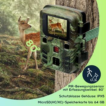 Preview: Wildkamera 2K WLAN, Bewegungsmelder, Nachtsicht, Live View per App, Farbdisplay, Mikro, Bluetooth, Zeitraffer- & Serienbild, Stand-By 6 Mo, IPX5