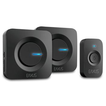 Preview: Kabellose Türklingel mit 2 Empfängern & LED-Licht: IP56, batteriebetrieben, schwarz – verpassen Sie nie wieder einen Besucher, überall im Haus