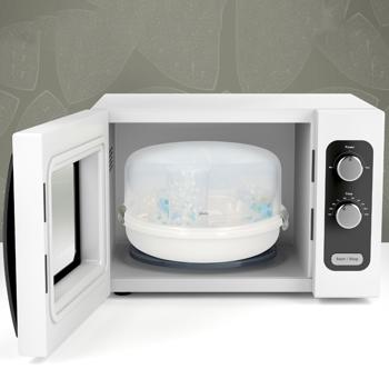 Preview: Mikrowellen Babyflaschensterilisator - Hygienische Dampfsterilisation tötet 99.9% Bakterien - Für 4x 250ml Flaschen - Kompakt & BPA-frei