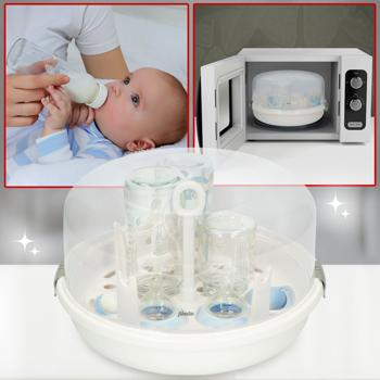 Mikrowellen Babyflaschensterilisator - Hygienische Dampfsterilisation tötet 99.9% Bakterien - Für 4x 250ml Flaschen - Kompakt & BPA-frei