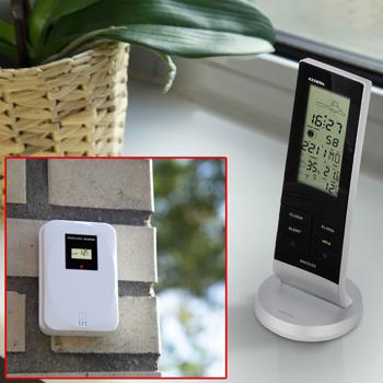 Wetterstation - kabelloser Aussensensor 30m Reichweite - Temperatur, Luftfeuchtigkeit, Wettervorhersage - 3.5" Display - Min/Max-Alarm