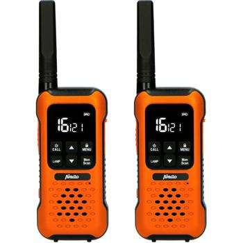 Preview: Extrem robuste Outdoor Walkie-Talkies (2er-Set), IPX7, 10km Reichweite, Taschenlampe, orange/schwarz - Perfekt für Outdoor-Enthusiasten