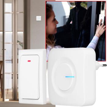 Moderne Funkklingel - Kinetisch (batterielos), bis zu 50 Meter, IP44, weiss, 36 Melodien, Kinderleichte Installation - praktisch und langlebig