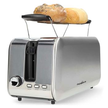 Preview: Moderner Langschlitz Toaster für 4 Toastbrote, Auftau- und Aufwärmfunktion, ultra-starke 1450 Watt, Brötchenaufsatz, 7 Bräunungsstufen