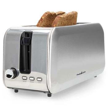 Preview: Moderner Langschlitz Toaster für 4 Toastbrote, Auftau- und Aufwärmfunktion, ultra-starke 1450 Watt, Brötchenaufsatz, 7 Bräunungsstufen