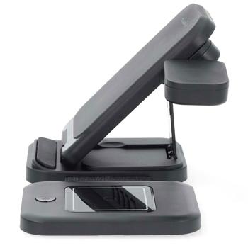 Preview: Schneller 3-in-1 Wireless Charger (15W, Qi) USB-C/A - schwarz, mit LED - für Smartphones, Watches, Pods & mehr - Komfort + Ordnung