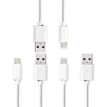 3er-Set iPhone Ladekabel, Lightning Kabel, USB-A, Apple MFi Zertifiziert, 1 m, weiss ideal für Iphone 6, 7, 8, 9, X, XS, 11, 12, 13, 14, Pro / Max