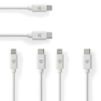 3er-Set iPhone Ladekabel MFi zertifiziert - optimale Synchronisation & Aufladung Apple-Geräte - 2m Lightning Kabel USB-C 60W/20V/3A 480 Mbit/s robust weiss
