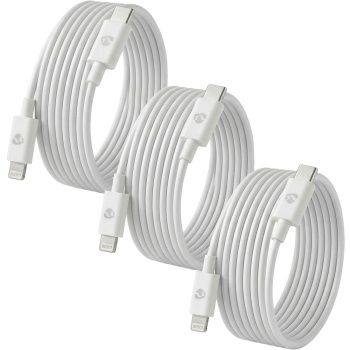 3er-Set iPhone Ladekabel MFi zertifiziert - optimale Synchronisation & Aufladung Apple-Geräte - 2m Lightning Kabel USB-C 60W/20V/3A 480 Mbit/s robust weiss