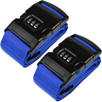 2er-Set Koffergurt mit Zahlenschloss, 5 x 180 cm, blau