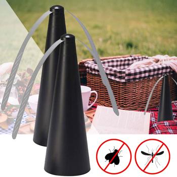 2er-Set Elektrische Fliegenabwehr / Fliegenwedler schwarz (40cm Rotor) - Hält Fliegen von Essen & Getränken fern - Sicher & chemiefrei