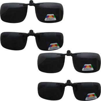 Preview: 4er-Set Clip-On-Sonnenbrillen – Polarisierend, 100% UV-Schutz – Hochklappbar, für Brillenträger, in 2 Grössen S & M – Ideal für Autofahren, Radfahren, Reisen