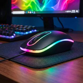 Preview: Präzise Optische USB-Maus mit 3 Tasten und Scrollrad, Multicolor-Beleuchtung, Kompatibel zu Windows, iOS, Linux