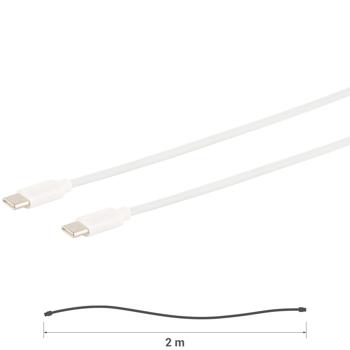 Preview: USB-C auf USB-C Schnellladekabel – 2 Meter, weiss, PD 60W (20V/3A) – Universell für Smartphone, Tablet, Thunderbolt 3, USB4, 480 Mbit/s Daten