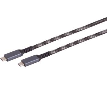 Preview: USB-C Daten- & Schnellladekabel - Superschnelles Laden bis 100W, 10 Gbit/s Datentransfer - 2m Textil-Kabel, schwarz/weiss, Thunderbolt 3 kompatibel