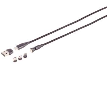 Preview: 3er-Set 6in1 Magnet Ladekabel - PD 60W schnelles Laden & Datenübertragung für Smartphone, Tablet, Laptop - USB-C/A auf Micro-B, USB-C & Lightning - 2m