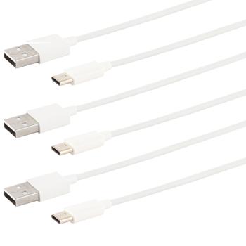 3er-Set Schnellladekabel, USB-A auf USB-C, weiss, 1,5 m, Quick Charge für iPhone 16, 15, iPad, Samsung Galaxy , Huawei, Xiaomi, Tablets