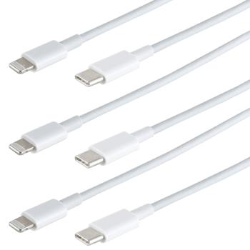 3er-Set Schnellladekabel USB-C auf Lightning - Superschnelles Laden Apple Geräte PD 20W/30W, 480 Mbit/s Datenübertragung - 1,5m weiss