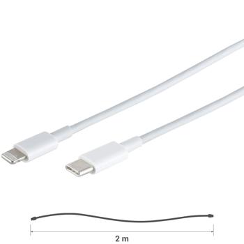 Preview: Schnellladekabel USB-C auf Lightning 2m - Superschnelles Laden Apple Smartphone - PD 20W/30W Datenübertragung 480 Mbit/s Weiss Robust TPE