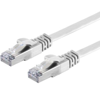 Preview: 2er-Set Netzwerkkabel Cat 7, Flachkabel, 2x RJ45 Stecker, weiss, 10 m