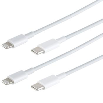 2er-Set Ultra-schnelles iPhone Ladekabel: USB-C auf Lightning, 1 Meter, Weisses Premium-Kabel, bis zu 480Mbit/s
